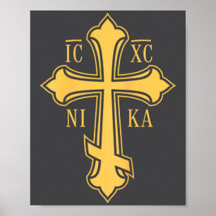 Kristen bysantinsk kors Ic Xc Nika - Jesus Kristus Poster