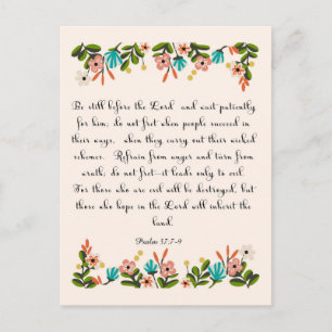 Kristen Citat Konst - Psalm 37:7-9 Vykort