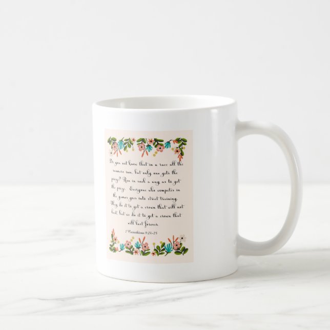 Kristen citationsteckenkonst - 1 Corinthians9:24 - Kaffemugg (Höger)
