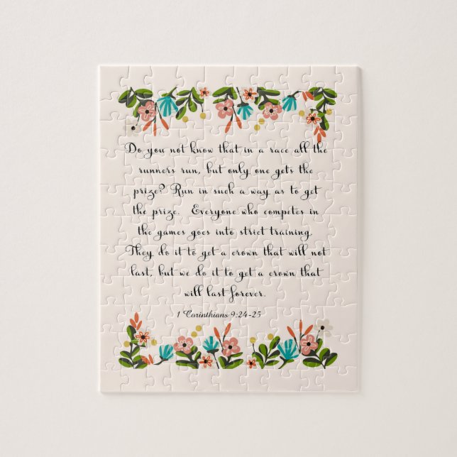 Kristen citationsteckenkonst - 1 Corinthians9:24 - Pussel (Vertikal)