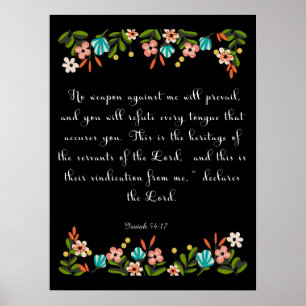 Kristen citationsteckenkonst - Isaiah 54:17 Poster