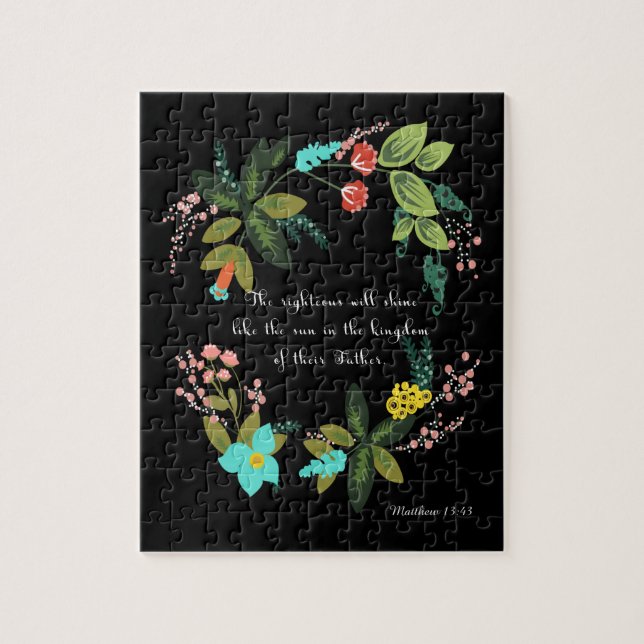 Kristen citationsteckenkonst - Matthew 13:43 Pussel (Vertikal)