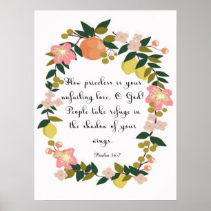 Kristen citationsteckenkonst - Psalm36:7 Poster