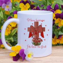 Kristen Coquette kors Bibelvers Alla hjärtans dag Kaffemugg
