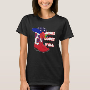 Kristen Cowgirl, Söt Jesus Älskar Er Alla, Patriot T Shirt
