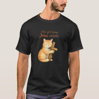 Kristen Denna tjej älskar Jesus och katter Katt Hu T Shirt