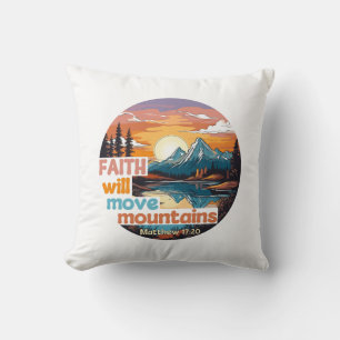 Kristen design för Faith Move Mountains Kudde
