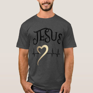 Kristen design Jesus med hjärta och hjärtslag T Shirt