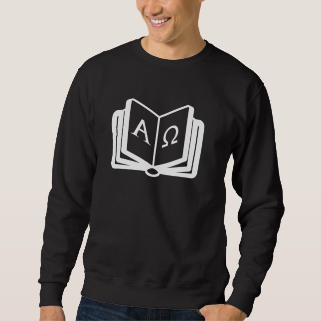 Kristen design med Alpha och Omega Bibel C Lång Ärmad Tröja (Framsida)