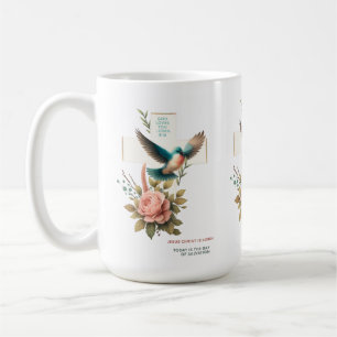 Kristen design med kors och fågel kaffemugg