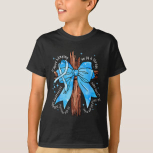 Kristen diabetesmedvetenhet Blått band Kors Bibel T Shirt