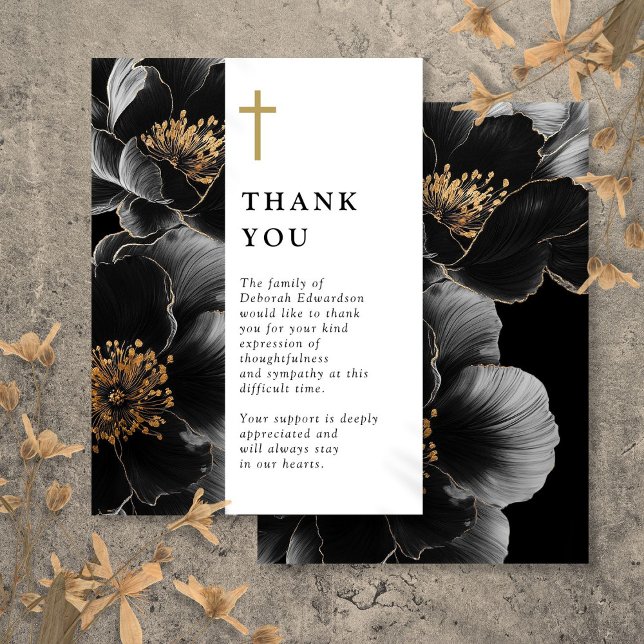 Kristen Elegant Blommig Firande Av Livet Tack Kort (Christian Elegant Floral Celebration Of Life Thank You Card)