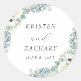Kristen Elegant Boho Blommigt Greenery Wedding Fav Runt Klistermärke