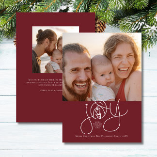 Kristen familj Elegant Julens glädje Nativitets Fo Julkort