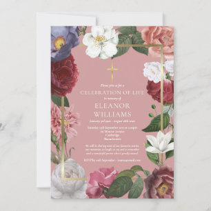 Kristen firande av liv dammig rosa blomster inbjudningar