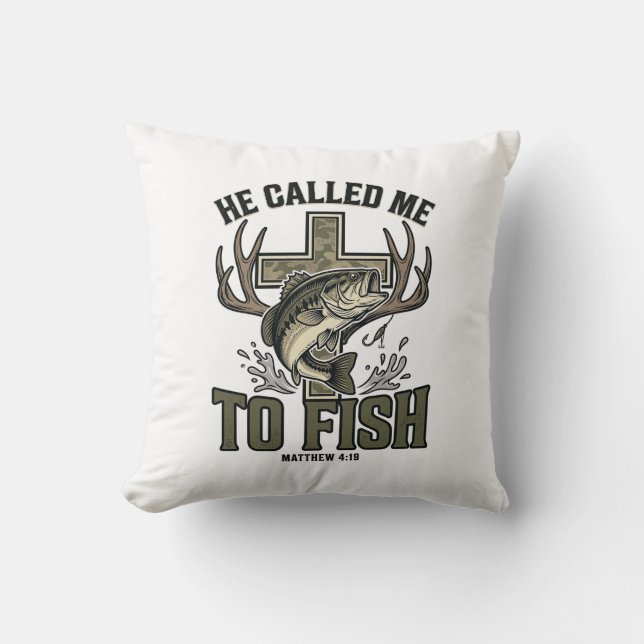 Kristen fiskedesign Han kallade mig till att fiska Kudde (Framsida)