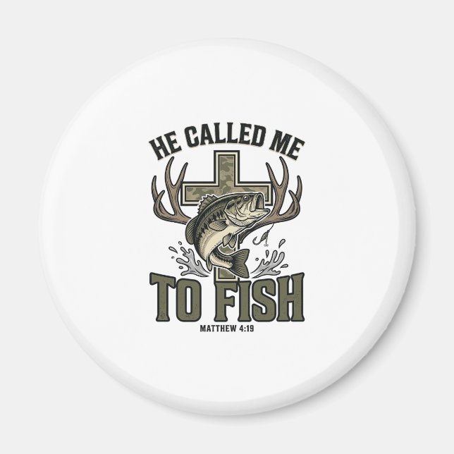 Kristen fiskedesign Han kallade mig till att fiska Magnet (Framsidan)