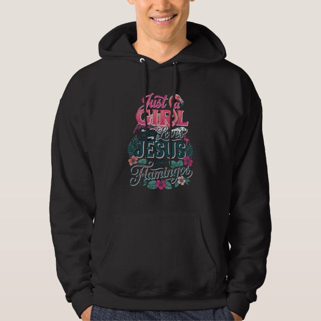 Kristen Flamingo Flicka Vintage Hoodie (Framsida)