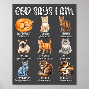 Kristen flicka Gud säger att jag är katt Jesus tro Poster