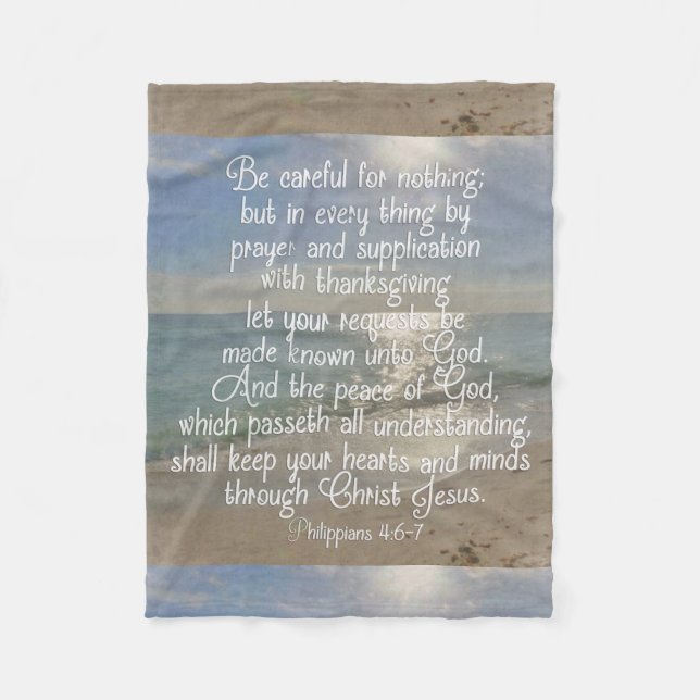 Kristen för strand för Verse för bibel för Fleecefilt (Framsidan)