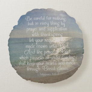 Kristen för strand för Verse för bibel för Rund Kudde