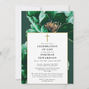 Kristen grön blomsterfirande livets firande inbjudningar