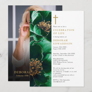 Kristen grön blomsterfirande livsfoto inbjudningar
