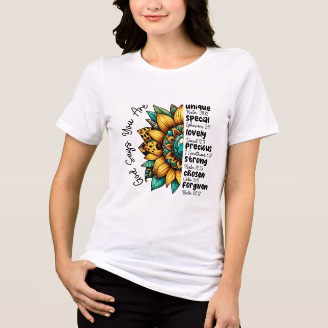 Kristen Gud Jesus Solros T Shirt (Framsida)