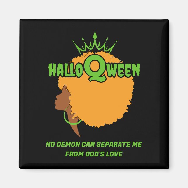 Kristen Halloween Afro Drottning HALLOQWEEN  Magnet (Framsidan)