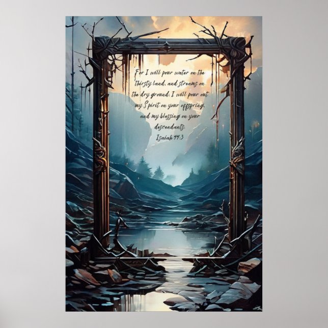 Kristen helig bibelvers Jesaja 44:3 Poster (Framsidan)