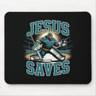Kristen hockey Jesus räddar hockeymålvakt humor R Musmatta