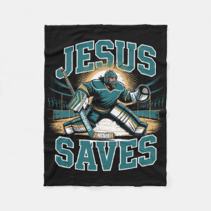 Kristen Hockey Jesus Räddar Målvakt Humor Religiös Fleecefilt