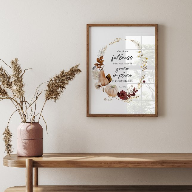 Kristen höstväggkonst – Johannes 1:16 Bibelvers Poster (Skapare uppladdad)