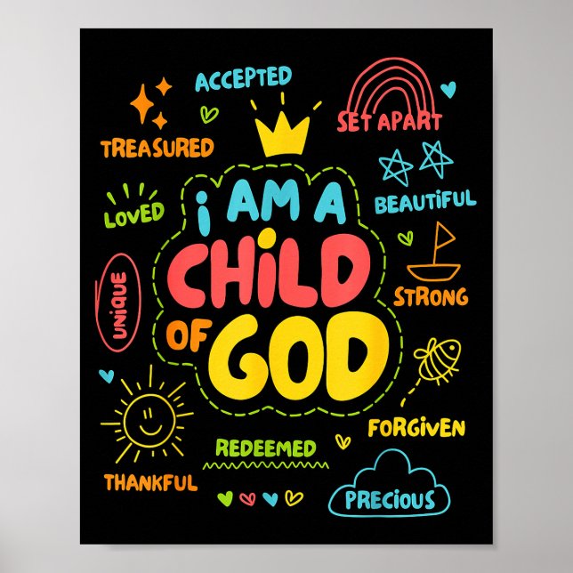 Kristen Jag Är Ett Barn Av Gud Jesus Tro Barn Poster (Framsidan)