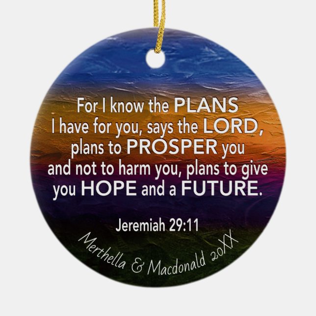 kristen | JAG VET PLANERNA | Jeremiah 29:11 Julgransprydnad Keramik (Framsidan)
