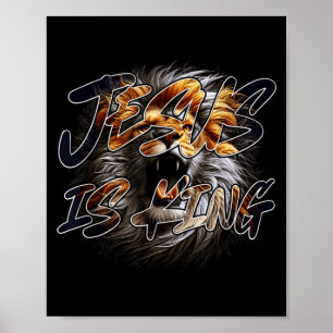 Kristen Jesus Är Kung Med Slående Lejon Av Juda Poster