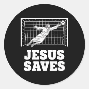 Kristen Jesus Räddar Fotbollsmålvakt Tro Inspirera Runt Klistermärke