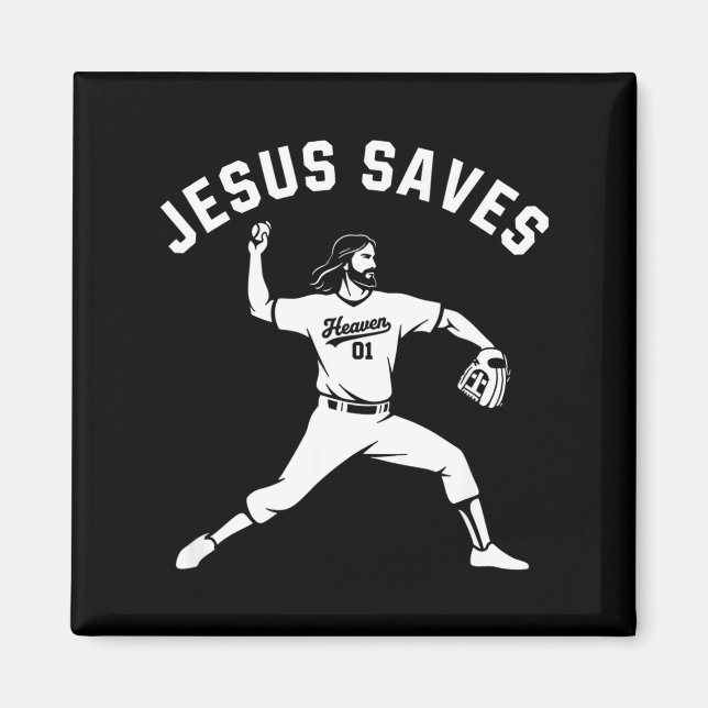 Kristen Jesus Sparar Baseball Tcher - Himmel 01 S Magnet (Framsidan)
