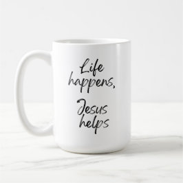Kristen Jesus Svart Skript Typografi Minimalistisk Kaffemugg