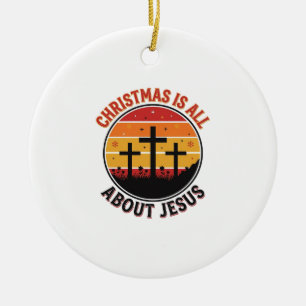 Kristen jul Jesus Solnedgång Cross T-Shirt Des Julgransprydnad Keramik