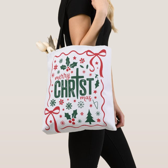 Kristen julkorssymbol Jesus Christus tro Tygkasse (Närbild)