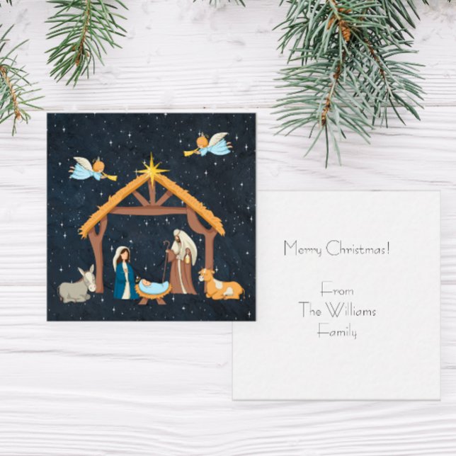 Kristen julkort med julens berättelse anteckningskort (Personalized Nativity Christmas Notecards)