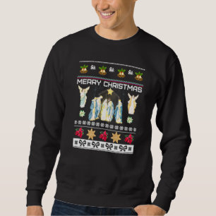 Kristen julkrubba Jesus Kristus Heliga Natt B Lång Ärmad Tröja