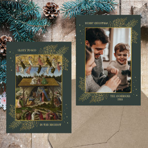Kristen Katolsk Jul Nativity Familjefoto Julkort