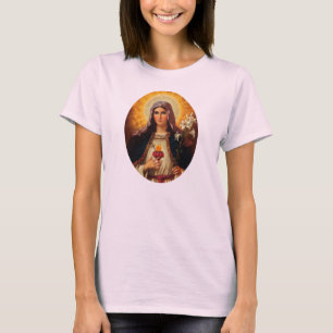 Kristen konst av sakral hjärta av Jesus och Mary T-shirt