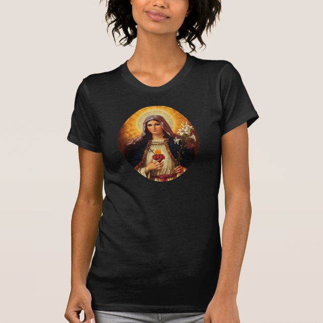 Kristen konst av sakral hjärta av Jesus och Mary Tee (Framsida)
