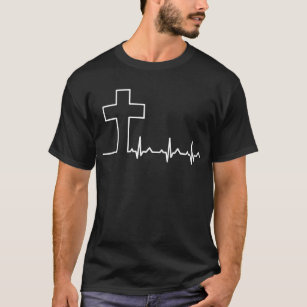 Kristen korsar hjärtslagliv EKG ECG T-shirt