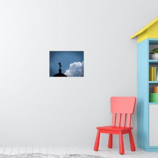 Kristen korssilhuett mot blå himmel poster