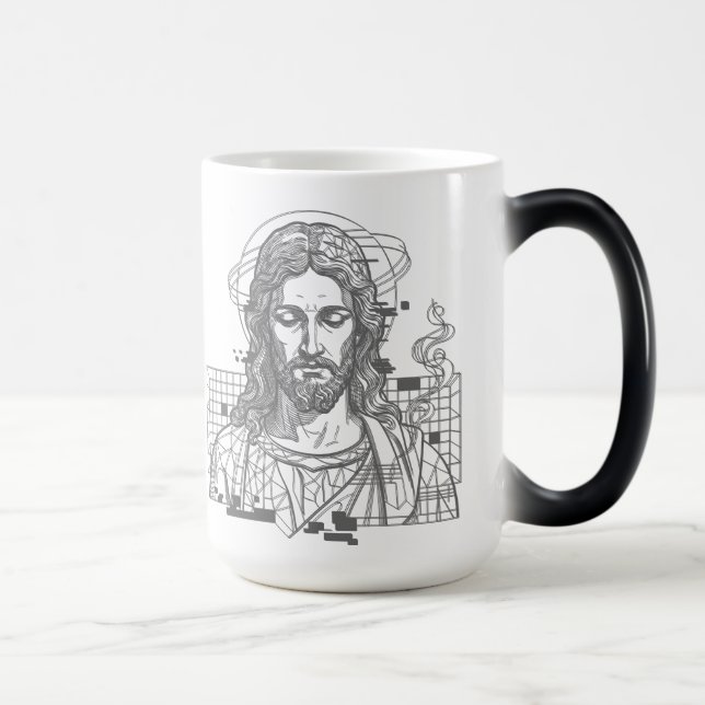Kristen Kristvåg Grid Anaglyf Jesus Kristus Magisk Mugg (Höger)