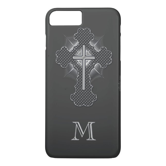 Kristen kromkors grå monogram Case-Mate iPhone skal (Baksida)